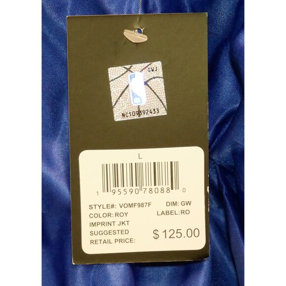 NEW GOLDEN STATE WARRIORS SATIN BLUE NBA TEAM EMBROIDERED JACKET MSRP $125 - L - Picture 8 of 8